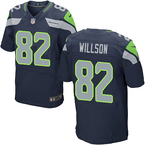 Men's Elite Luke Willson Nike Jersey Navy Blue Home - #82 NFL Seattle Seahawks